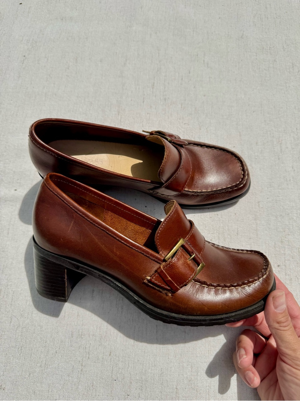 Leather Bass NAOMI block heels